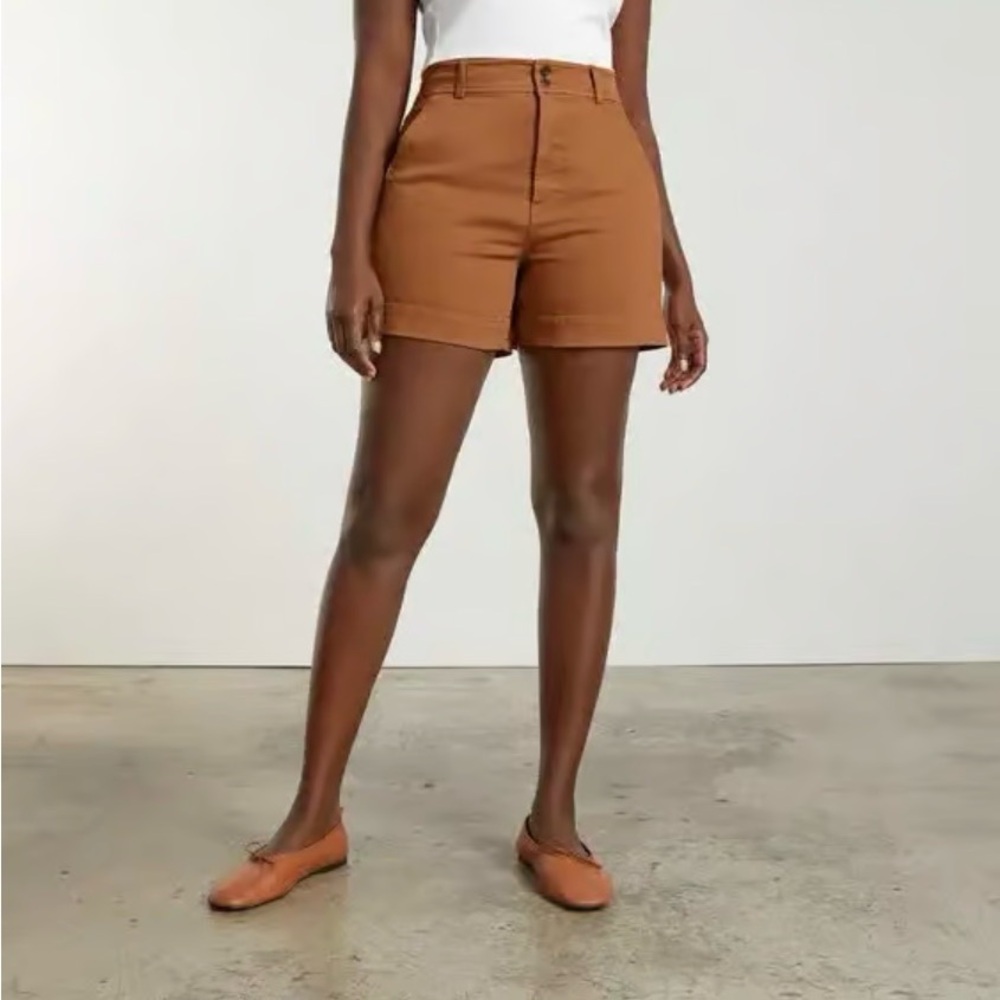 Everlane Way-High® Twill Short - Adobe Brown High Waist Shorts Size 4